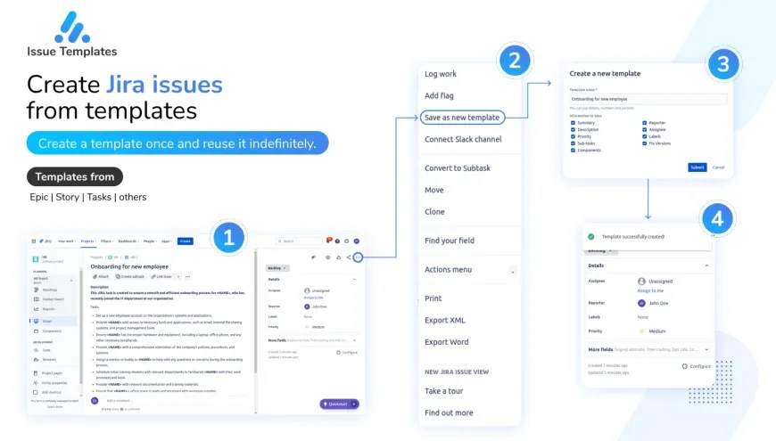 Feature overview banner for Process Templates for Jira, Jira template variables and hierarchies