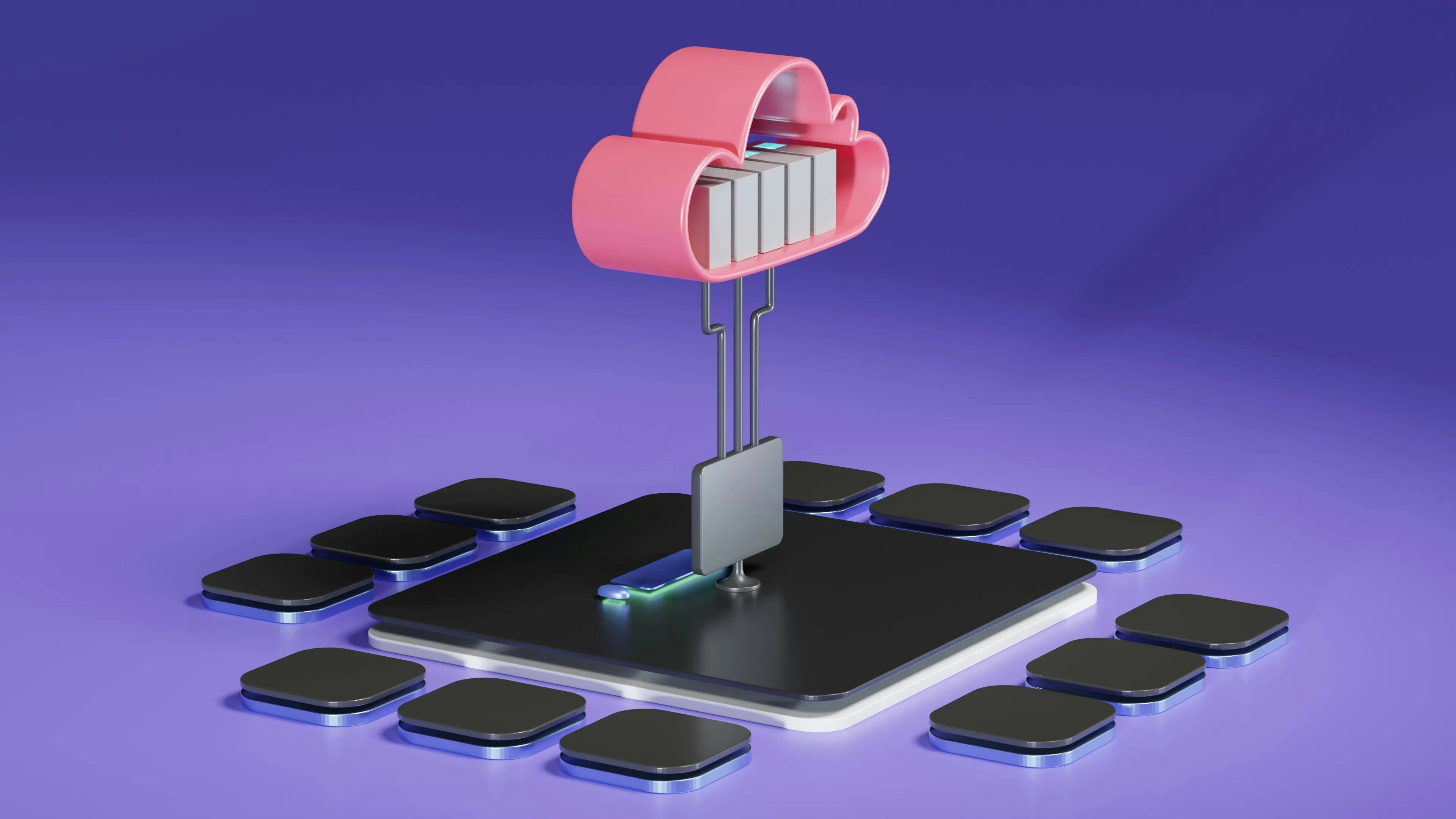 Abstract glowing cloud server illustration, Cloud Fortified badge for Jira apps